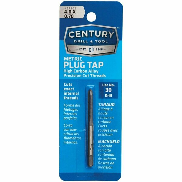 Century Drill Tool Century Drill & Tool 4.0x0.70 Carbon Steel Metric Tap 97306